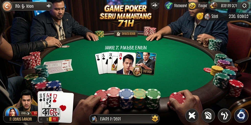 Tampilan gameplay Poker di aplikasi 71H yang menarik.