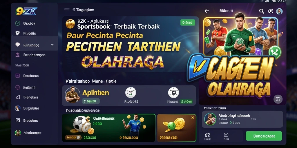 Screenshot 9ZK menampilkan antarmuka taruhan olahraga yang menarik.