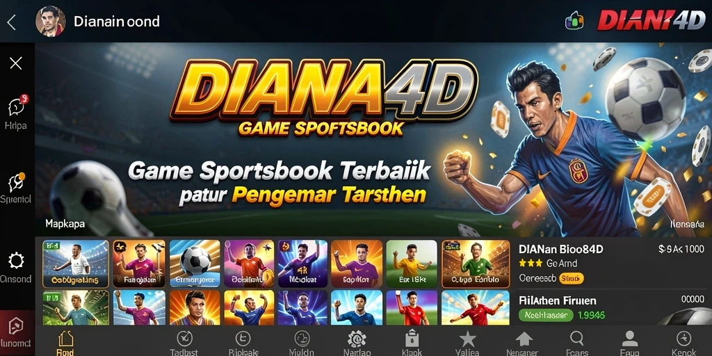 Screenshot utama gameplay DIANA4D menampilkan taruhan olahraga yang dinamis.