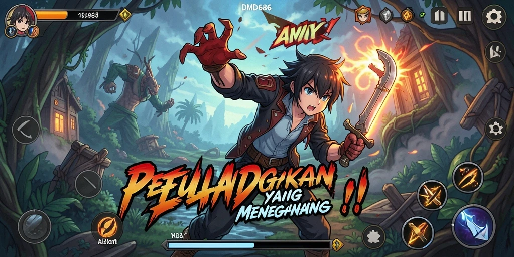 Screenshot DMD686 menampilkan aksi seru para karakter Anime.