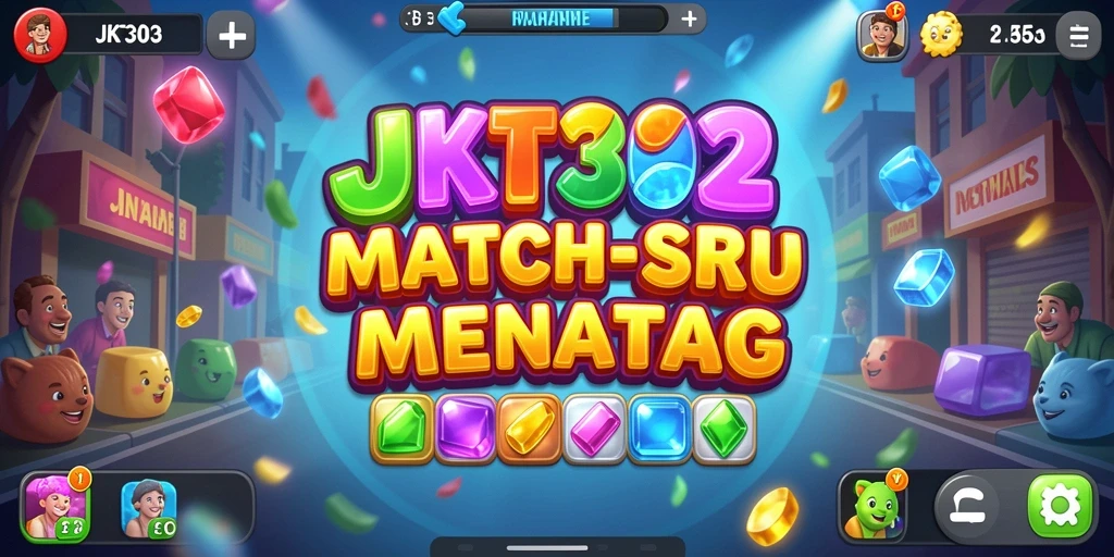 Screenshot utama JKT303 menampilkan gameplay Match-3 yang seru dan interaktif.