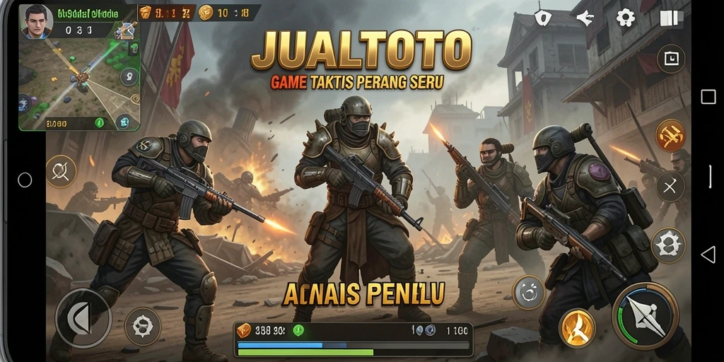 Screenshot utama JUALTOTO menampilkan aksi pertarungan seru dan lingkungan permainan.