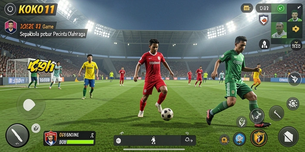 Gameplay seru KOKO11 dengan aksi sepakbola nyata.