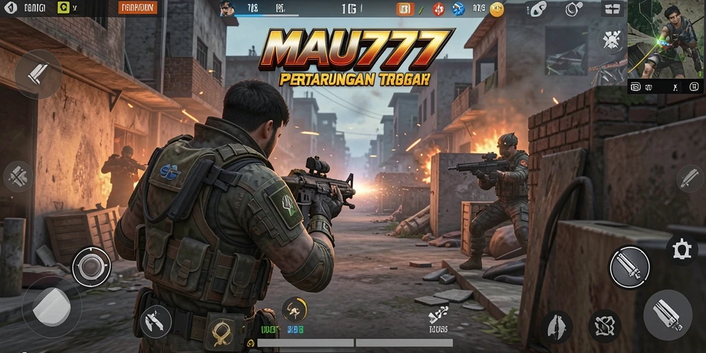 Screenshot gameplay MAU777 menunjukkan aksi tembak-menembak yang mendebarkan.