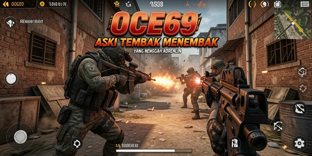 Screenshot menampilkan aksi seru dalam pertempuran FPS di OCE69.