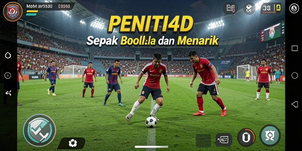 Screenshot PENITI4D menampilkan suasana pertandingan sepak bola yang mendebarkan.