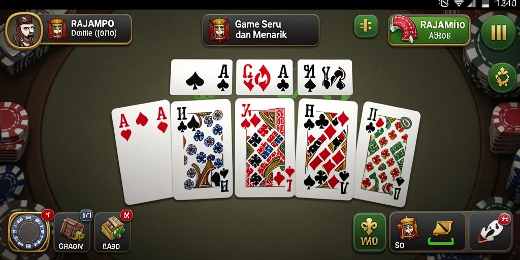 Tangkapan layar gameplay RAJAMPO yang menampilkan kebersamaan pemain Domino.