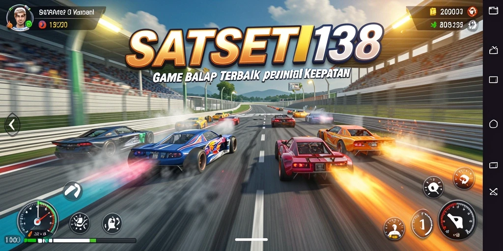 Gameplay balapan mendebarkan di SATSET138 dengan mobil yang cepat.
